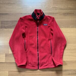 Women's Vintage Patagonia Red Black Zip Up Regulator Light Fleece Jacket Sz XS